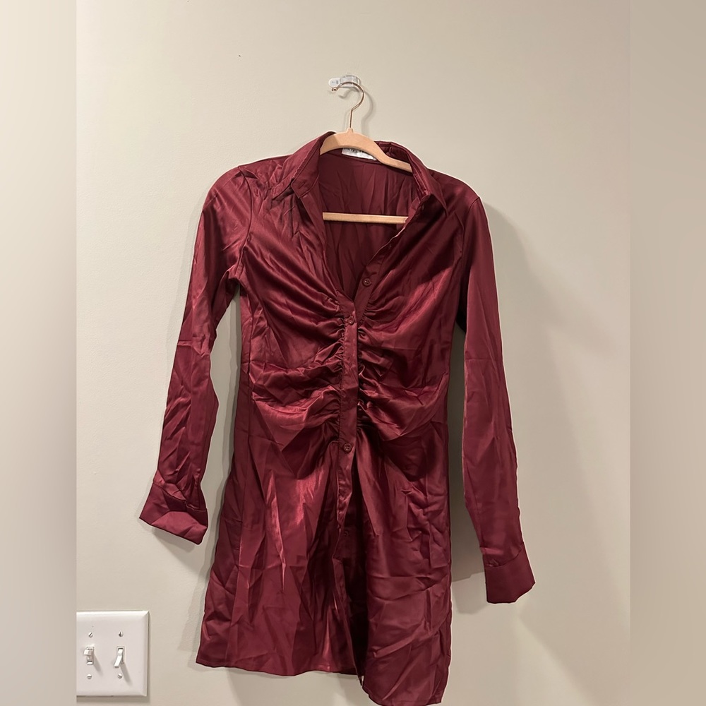 NEVER WORN - ruched red corset satin mini dress - FROM JAPAN